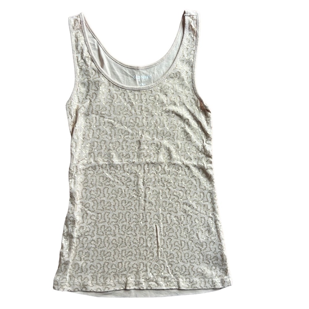 Tan Tank with Gold Sequins Size M